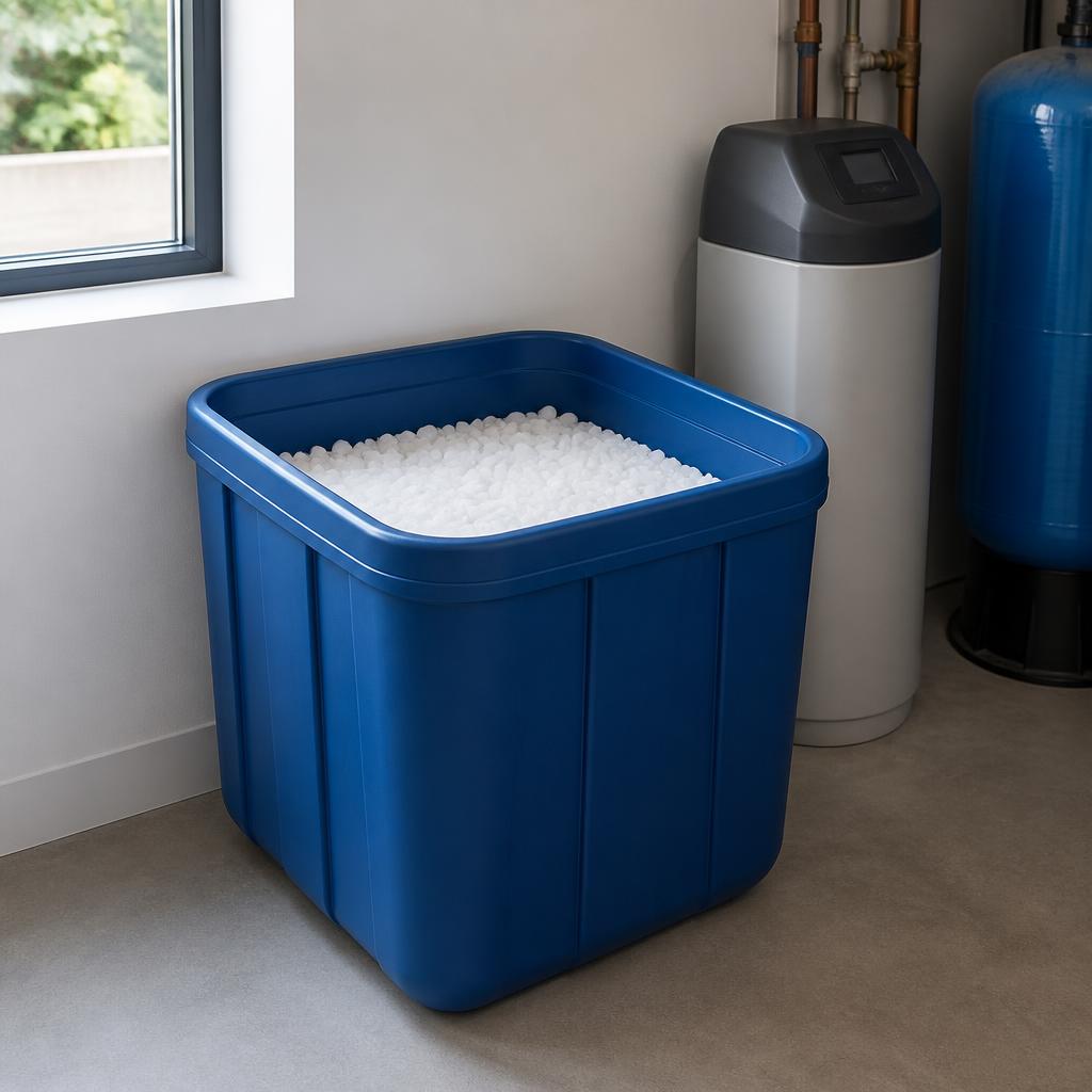 Water softener salt pellets delivered to a Sioux Falls home brine tank